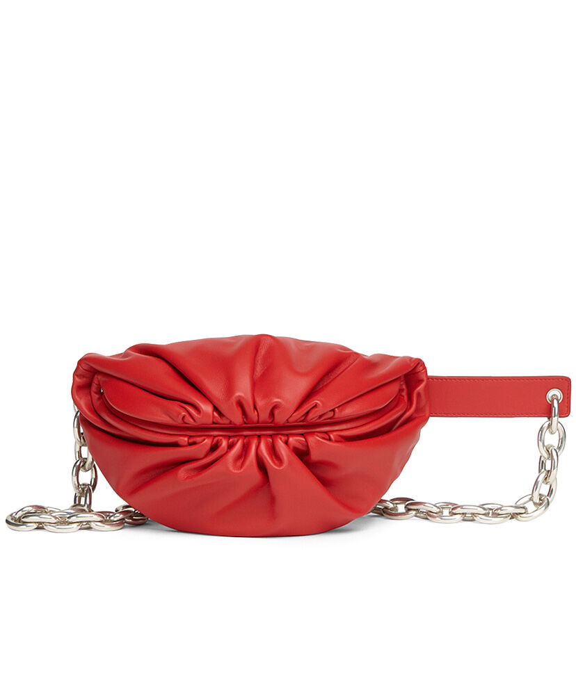 Bottega Veneta The Belt Chain Pouch Clutch Nappa Red